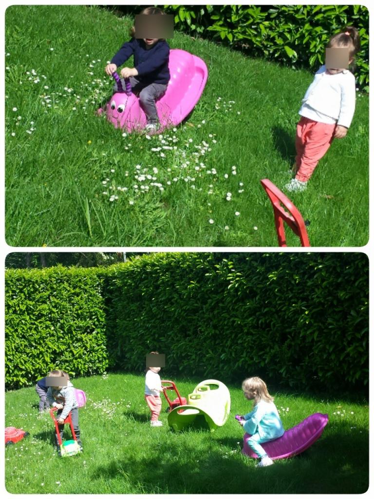On s'amuse dans le jardin