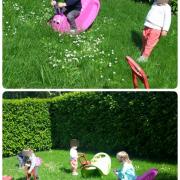 On s'amuse dans le jardin