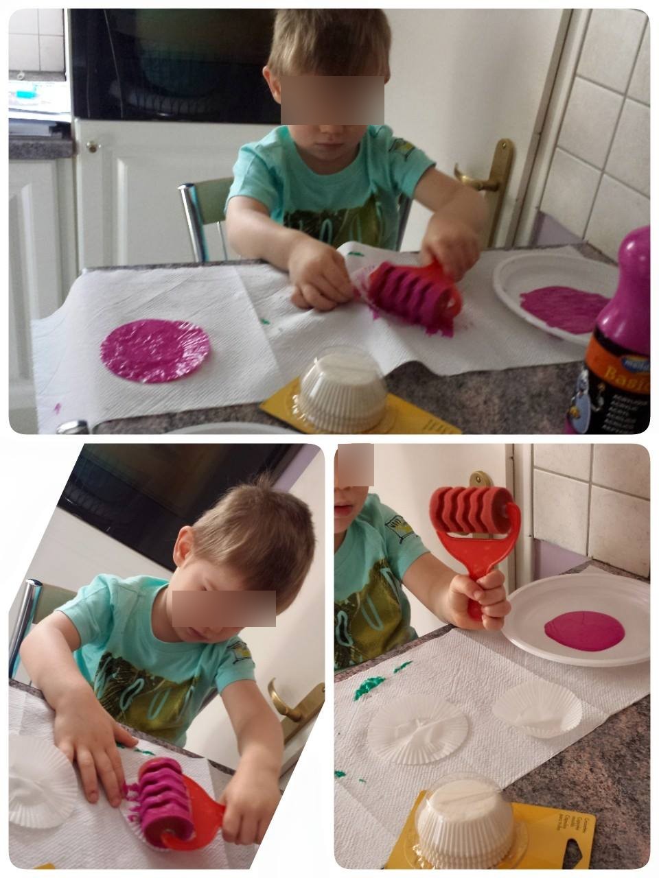 Création de fleurs en reliefs, assistante maternelle Collin Sylvie, petite enfance