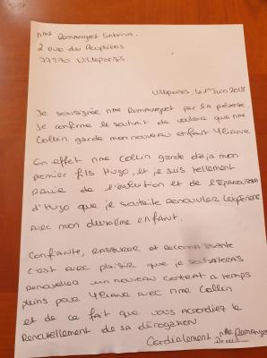 lettre de demande d'accueil, pour une fratrie