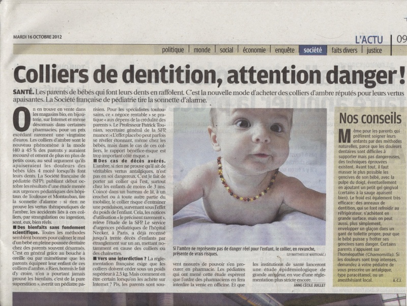 Les dangers des colliers d'ambre, assistante maternelle Villeparisis